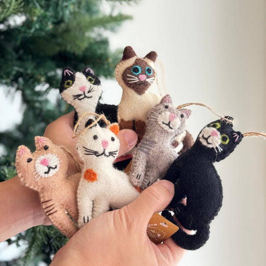 Felt Stitched Cat Ornament