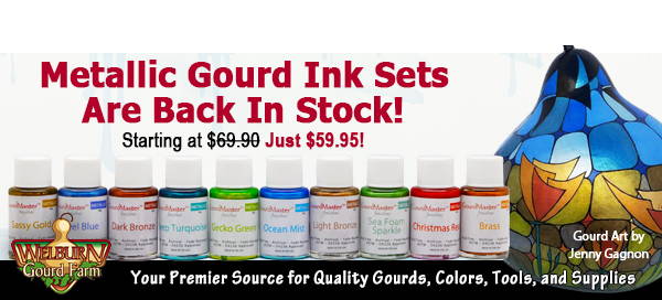 October 2, 2021: GourdMaster Metallic Inks are back in stock, plus save up to 27% on Canteen Gourds!