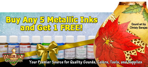 December 4, 2021:  Buy 5 get 1 Free Metallic Inks, plus Great Holiday Ideas using Mini Gourds!