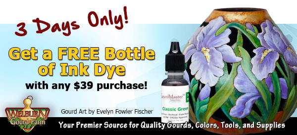 January 14, 2023: Free Ink Dye of your choice, 15% Off Ornaments, $10 Off popular gourds and more!