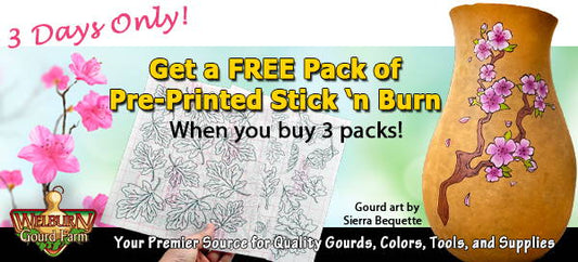 October 6, 2021: 3 Days Only, Buy 3 Pre-Printed Stick 'n Burn Packs and Get the 4th one FREE, plus Last Chance to Get Jewelry Gourds for the Holidays!