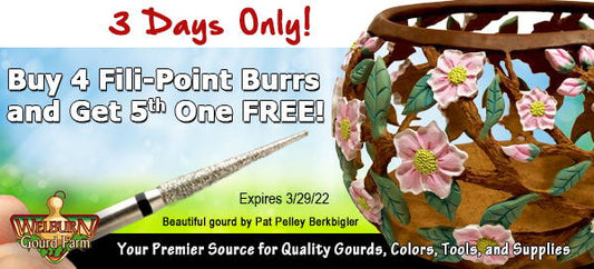 March 26, 2022: Limited Time - Get a FREE Fili-Point Burr plus, Save Almost 40% on 'Bargain Quality' Mini Vases and more!