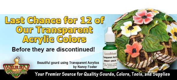 January 7, 2023: 3 Days Only, Save on Transparent Acrylics plus, Lamp Hardware Kits and People Gourds restocked!