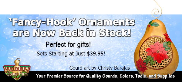 August 2, 2023: Fancy Hook Gourd Ornaments are back in stock!