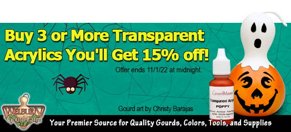 October 29, 2022: Happy Halloween! Get 15% Off Transparent Acrylics and more!