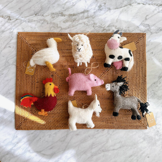 Assorted Felt Farm Animal Ornaments