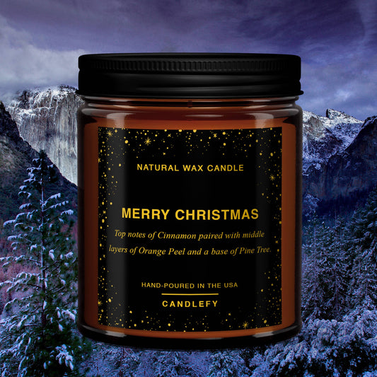 Christmas Candle: Merry Christmas / Pine, Cinnamon & Orange