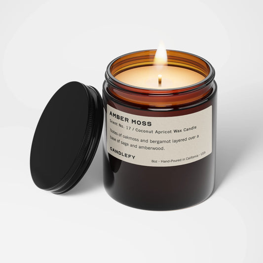 Amber + Moss Candle • 8oz Amber Jar • Coconut Wax • USA Made