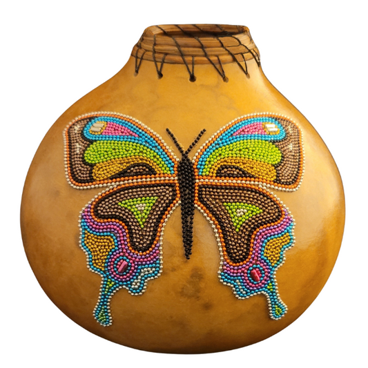 Beaded Chain Embellishment on a Gourd by Camille King