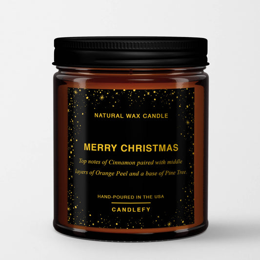 Christmas Candle: Merry Christmas / Pine, Cinnamon & Orange