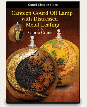 Canteen Gourd Oil Lamp with Distressed Metal Leafing - Gloria Crane