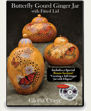 Butterfly Gourd Ginger Jar with Fitted Lid - Gloria Crane