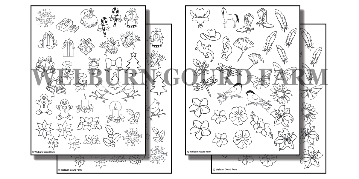 Stick 'n Burn Designs for Ornaments - Welburn Gourd Farm